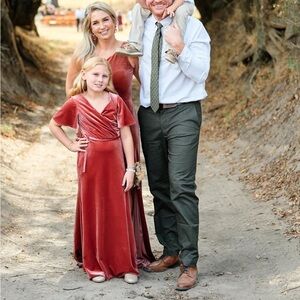 Jenny Yoo terracotta velvet dress